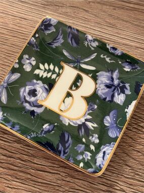 Anthropologie B Floral Monogram Trinket Dish